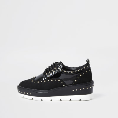 black flatform brogues