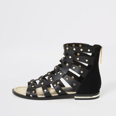 river island black gladiator sandals