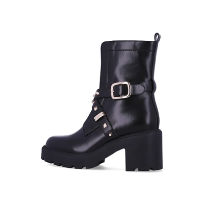 All black studded outlet boots