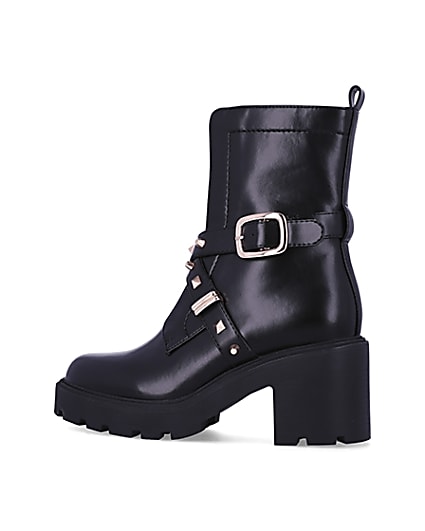 360 degree animation of product Black studded heeled ankle boots frame-4