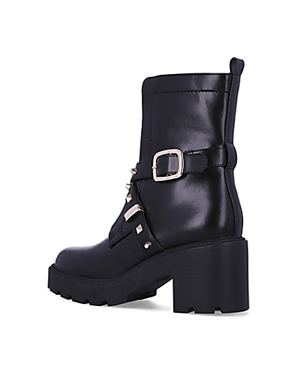 360 degree animation of product Black studded heeled ankle boots frame-5