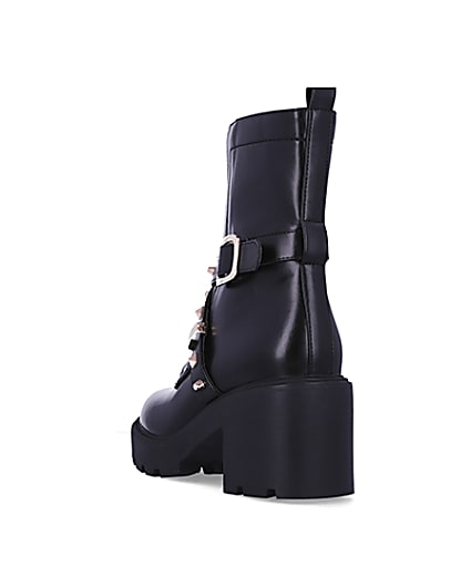 360 degree animation of product Black studded heeled ankle boots frame-7