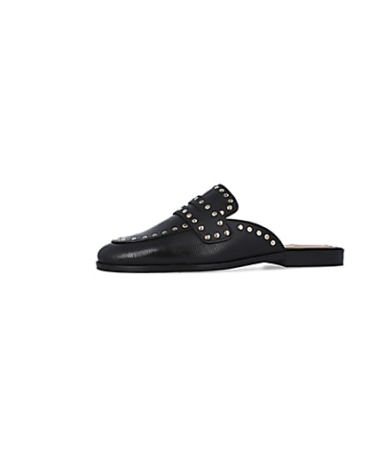 360 degree animation of product Black studded leather backless loafers frame-2