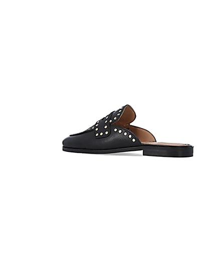 360 degree animation of product Black studded leather backless loafers frame-5