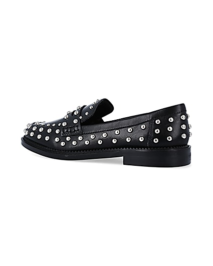360 degree animation of product Black studded loafers frame-5