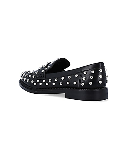 360 degree animation of product Black studded loafers frame-6