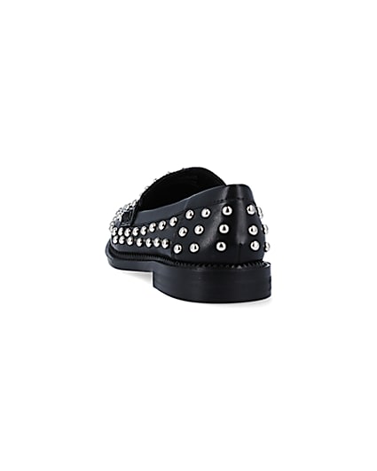360 degree animation of product Black studded loafers frame-8
