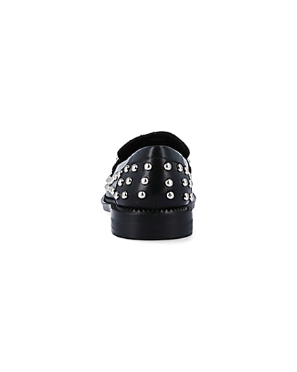 360 degree animation of product Black studded loafers frame-9