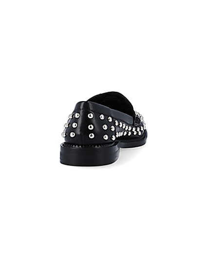 360 degree animation of product Black studded loafers frame-10