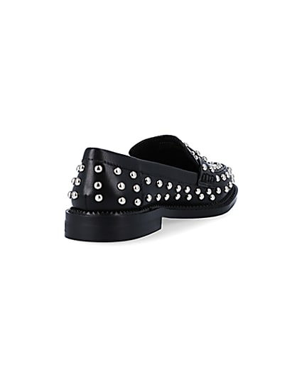 360 degree animation of product Black studded loafers frame-11