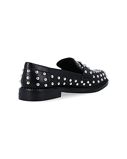 360 degree animation of product Black studded loafers frame-12