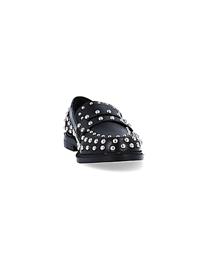 360 degree animation of product Black studded loafers frame-20