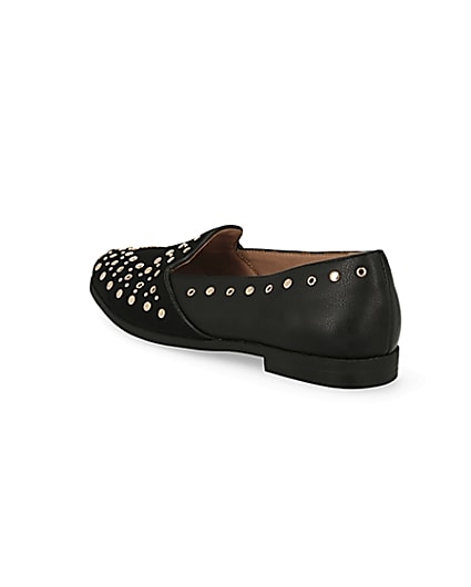 360 degree animation of product Black studded loafers frame-6