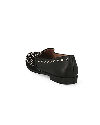 360 degree animation of product Black studded loafers frame-7