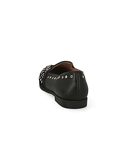360 degree animation of product Black studded loafers frame-8