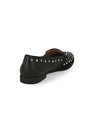 360 degree animation of product Black studded loafers frame-11