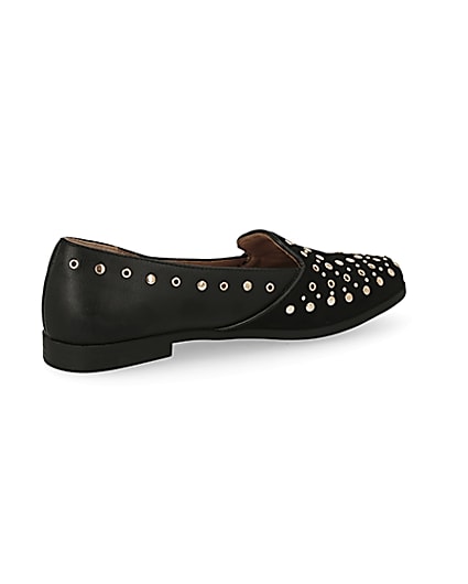 360 degree animation of product Black studded loafers frame-13
