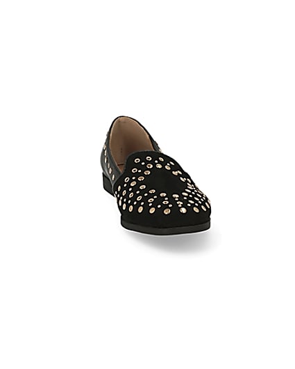 360 degree animation of product Black studded loafers frame-20
