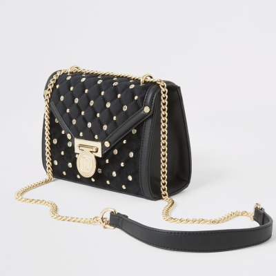 river island black quilted bag