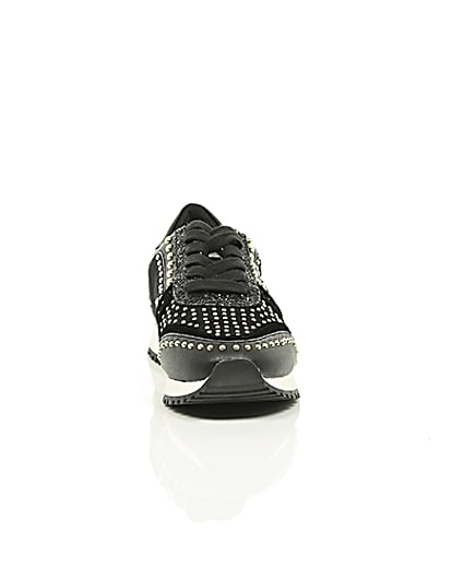 360 degree animation of product Black studded runner trainers frame-4