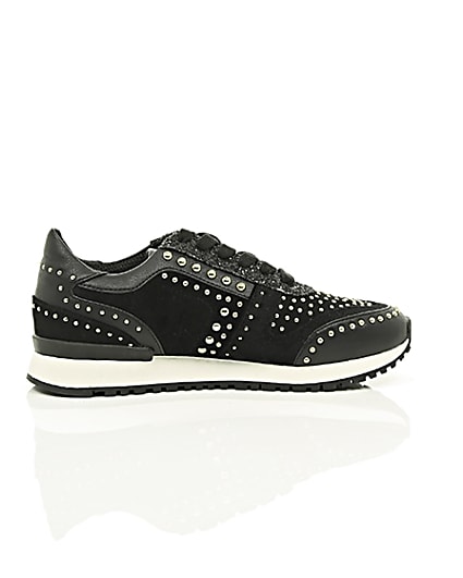 360 degree animation of product Black studded runner trainers frame-10