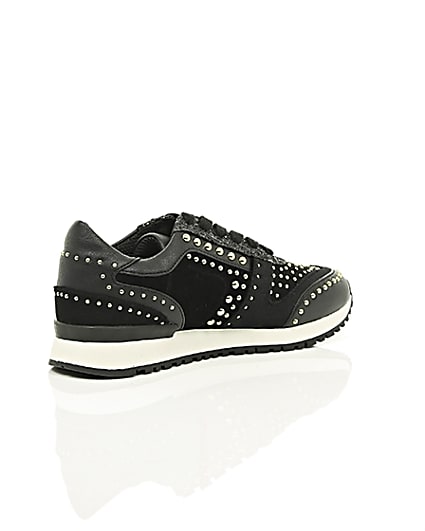 360 degree animation of product Black studded runner trainers frame-12