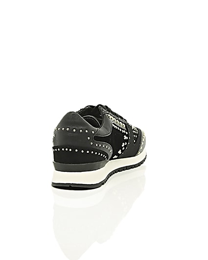 360 degree animation of product Black studded runner trainers frame-14