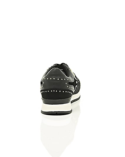 360 degree animation of product Black studded runner trainers frame-15