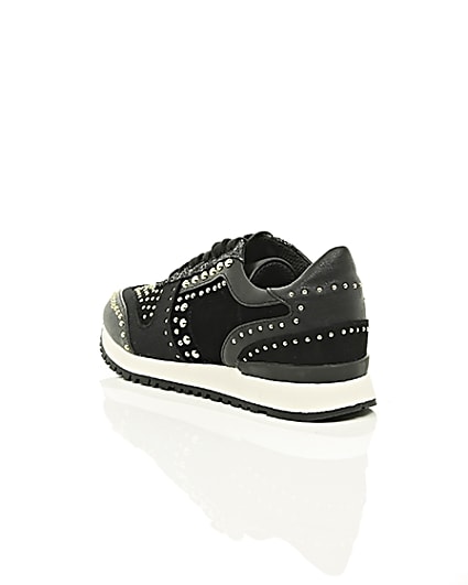 360 degree animation of product Black studded runner trainers frame-18