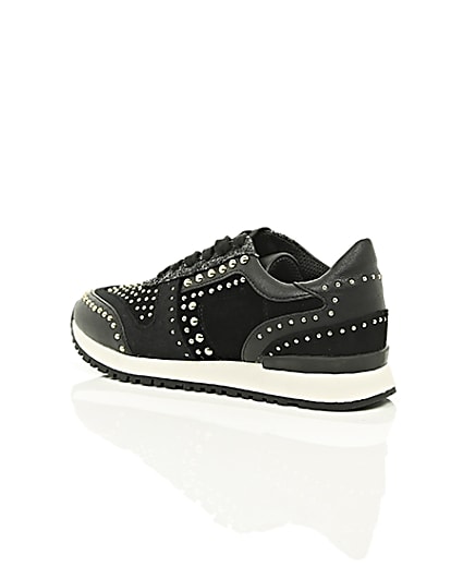 360 degree animation of product Black studded runner trainers frame-19