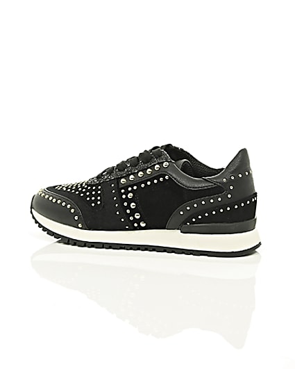360 degree animation of product Black studded runner trainers frame-20