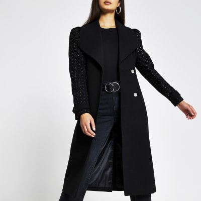 black wool robe coat