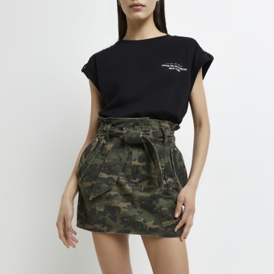 river island camo skirt