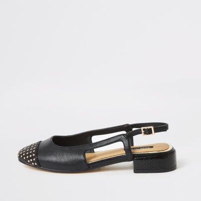 leather block heel shoes