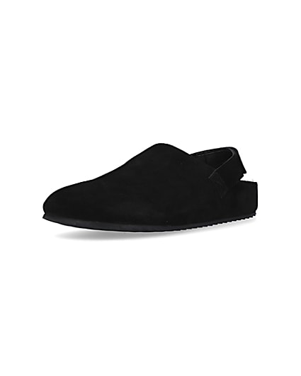 360 degree animation of product Black Suede Back Strap Mules frame-0
