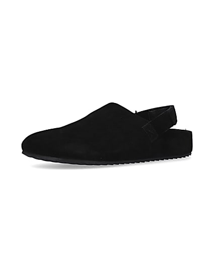360 degree animation of product Black Suede Back Strap Mules frame-1