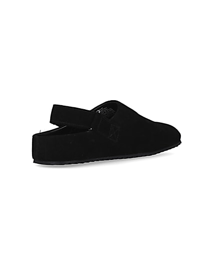 360 degree animation of product Black Suede Back Strap Mules frame-12