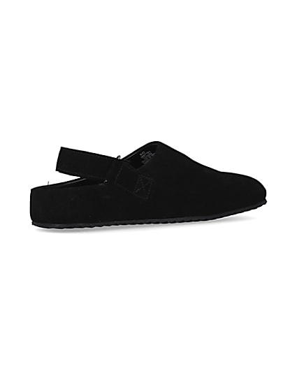 360 degree animation of product Black Suede Back Strap Mules frame-13