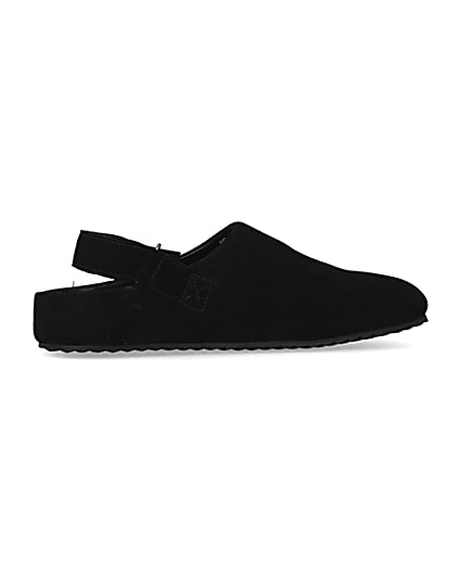 360 degree animation of product Black Suede Back Strap Mules frame-14