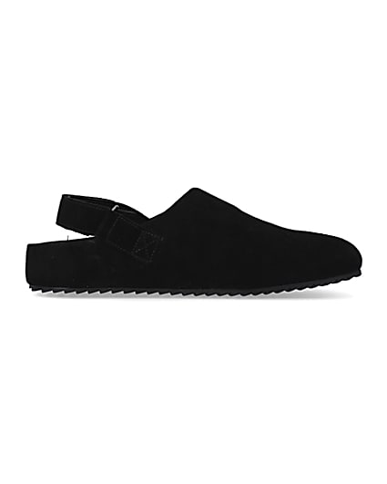360 degree animation of product Black Suede Back Strap Mules frame-15
