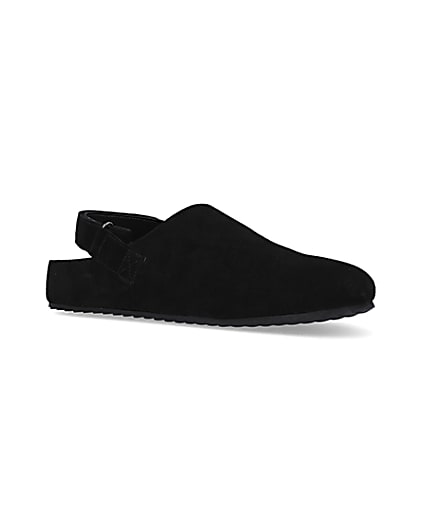 360 degree animation of product Black Suede Back Strap Mules frame-17
