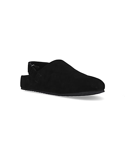 360 degree animation of product Black Suede Back Strap Mules frame-18