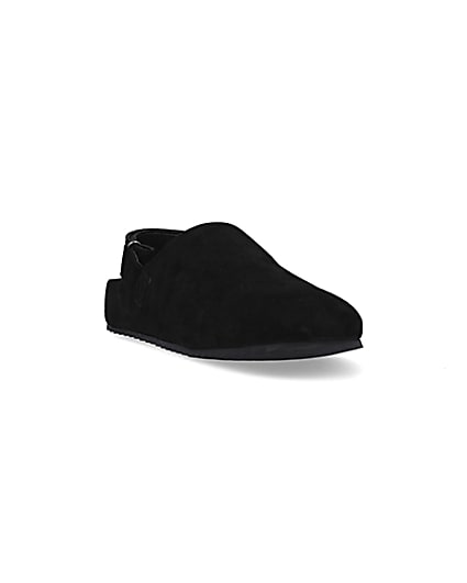 360 degree animation of product Black Suede Back Strap Mules frame-19