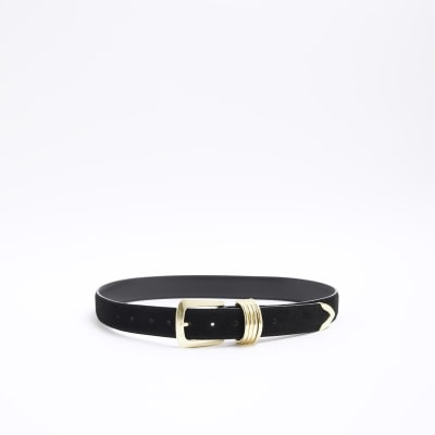 Black suede belt | River Island