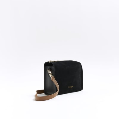 River Island suede cross body bag in black