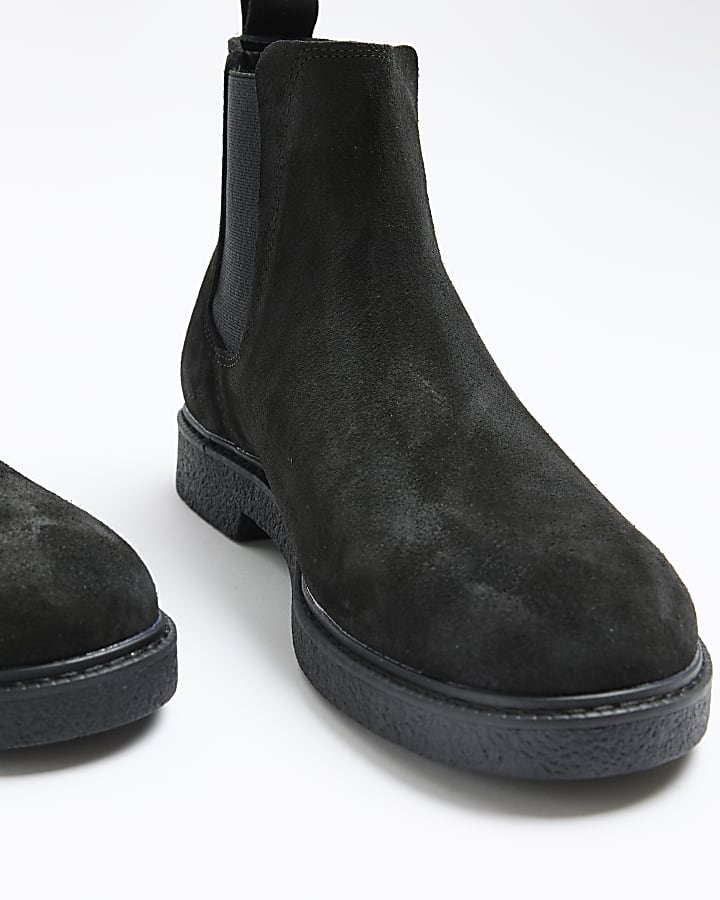 Black suede chelsea boots