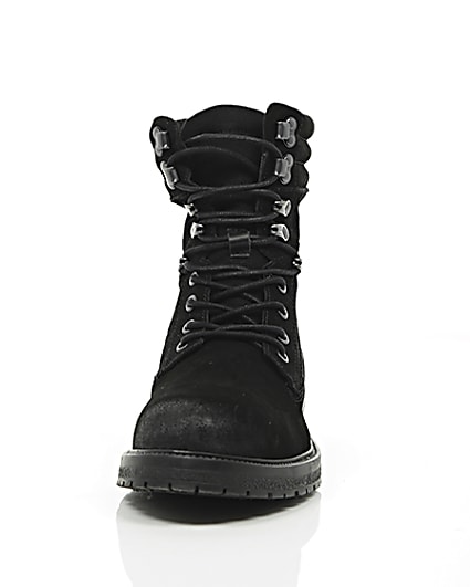 360 degree animation of product Black suede combat boots frame-3