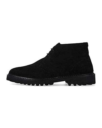 360 degree animation of product Black suede desert boots frame-3