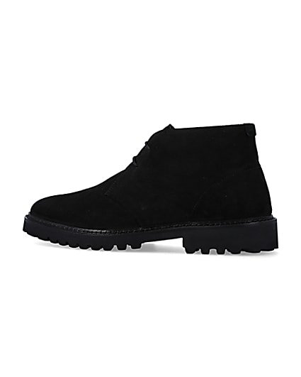 360 degree animation of product Black suede desert boots frame-4