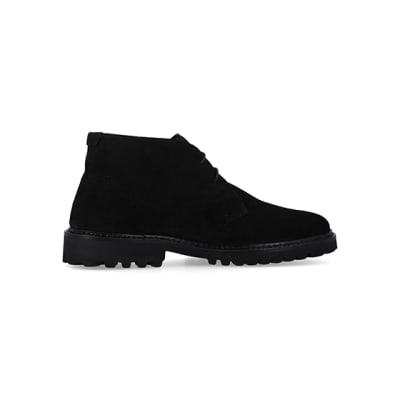 360 degree animation of product Black suede desert boots frame-14